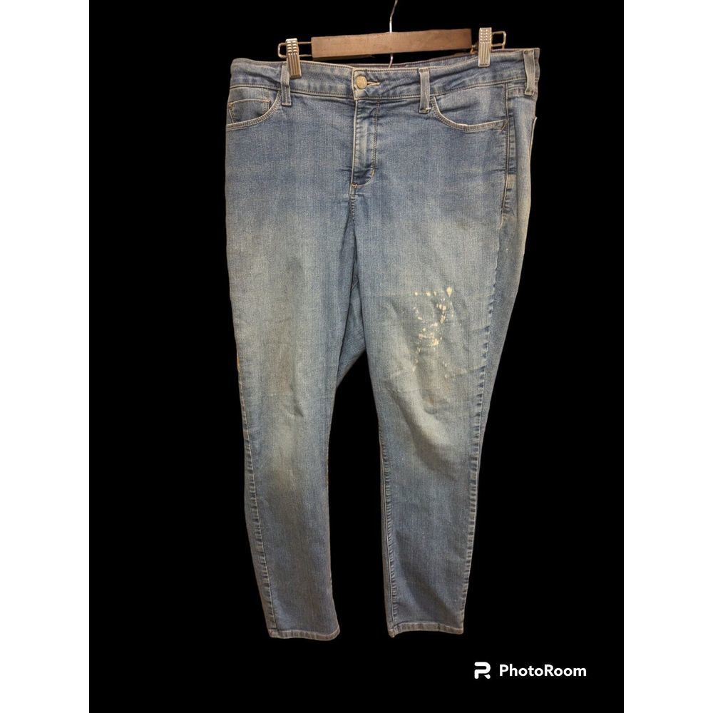 NYDJ Jeans Womens 16 Blue‎  Straight Stretch Casual Comfort Distressed